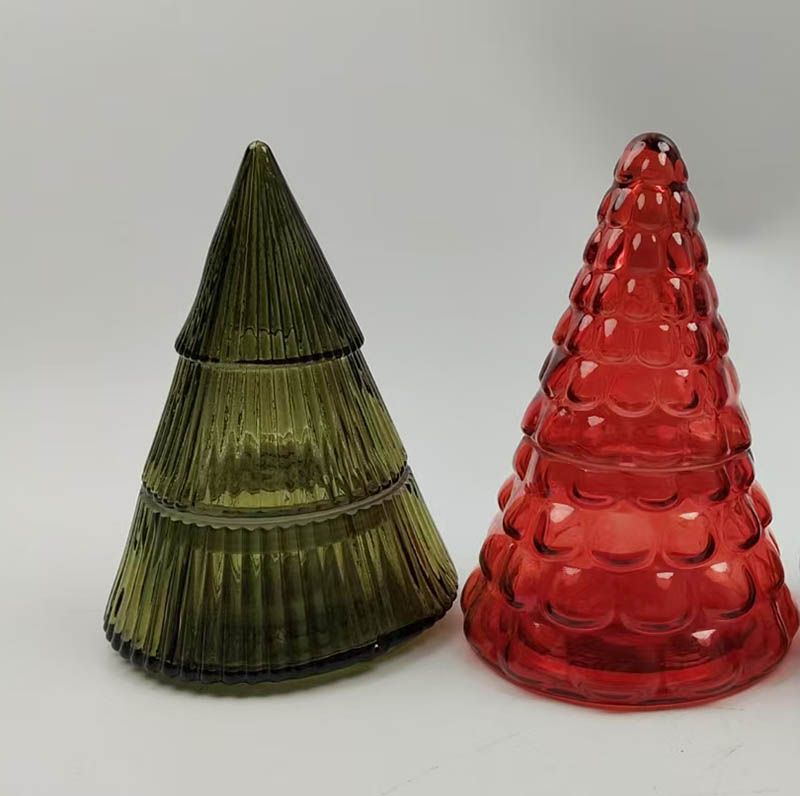 Christmas Tree Glass Candle Vessel for Home Decoration