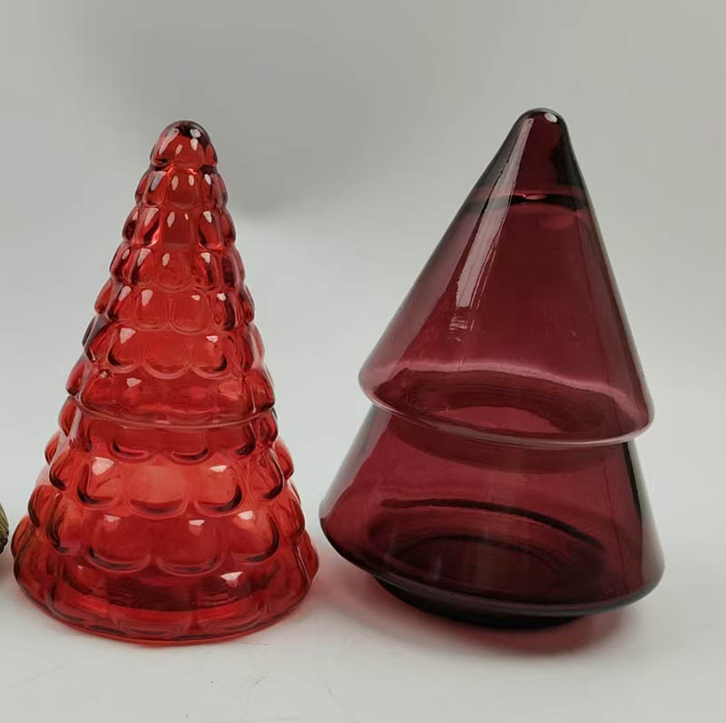 Christmas Tree Glass Candle Vessel for Home Decoration