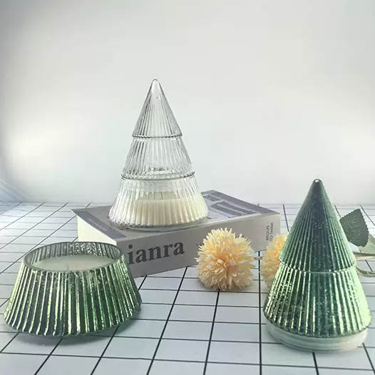Christmas Tree Glass Candle Vessel for Home Decoration