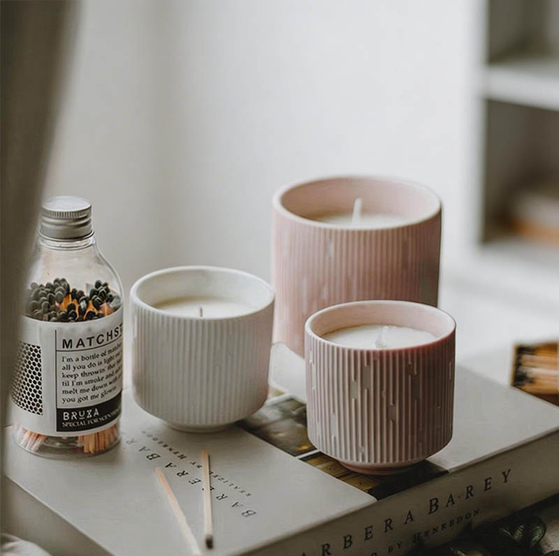 Ceramic Candle Jar with Meteor Pattern