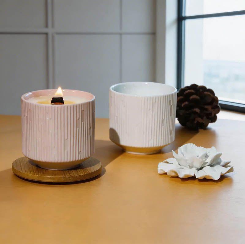 Ceramic Candle Jar with Meteor Pattern