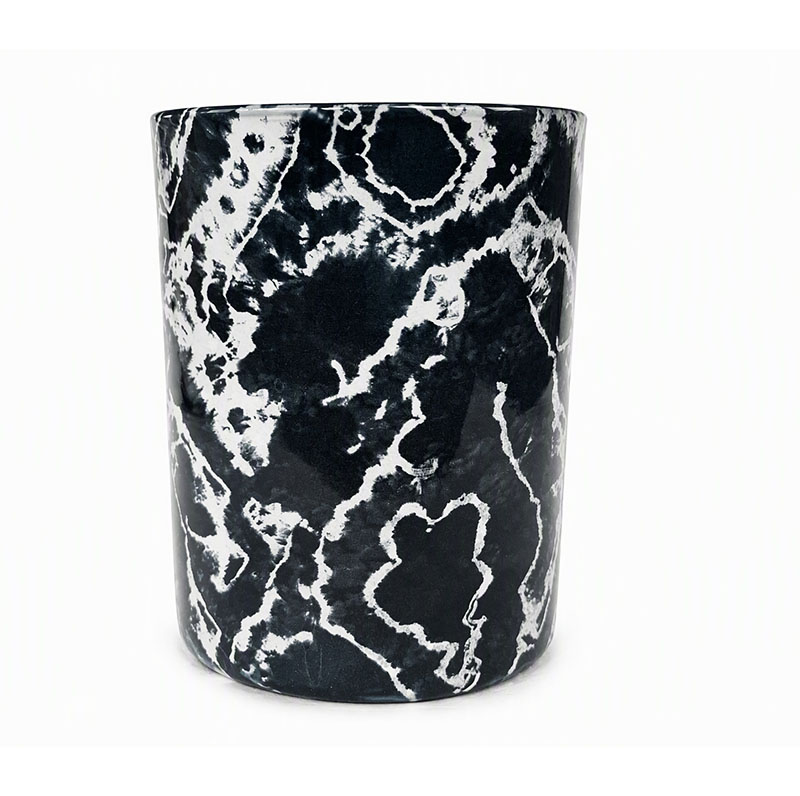 Marbling Glass Candle Jar with Customized Color