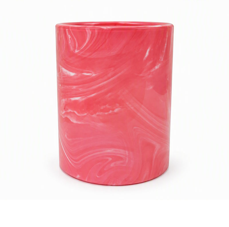 Pink Water Ripple Pattern Glass Candle Jar