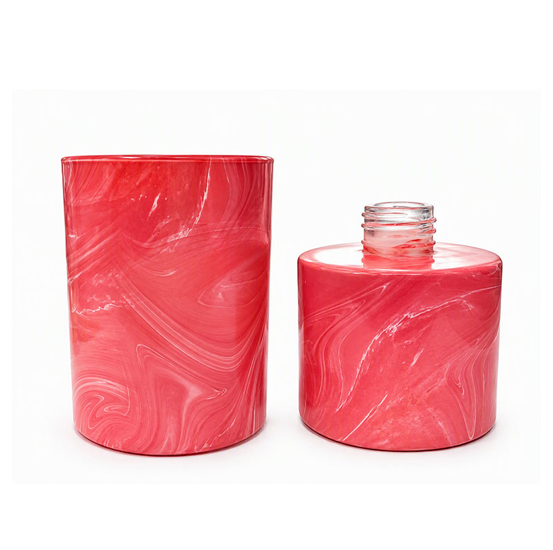 Pink Marbling Round Glass Reed Diffuser Bottle 200ML